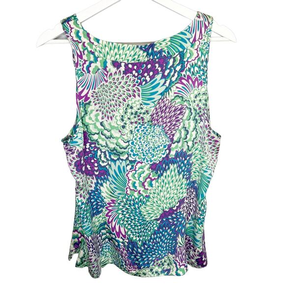 Halogen Floral Silk Blend Sleeveless Blouse - Size Large - Picture 2 of 5